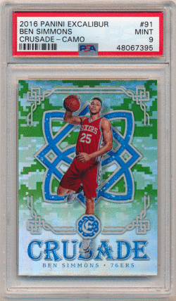 Ben Simmons NBA 2016-17 Panini Excalibur RC Rookie Crusade Camo Prizm PSA 9