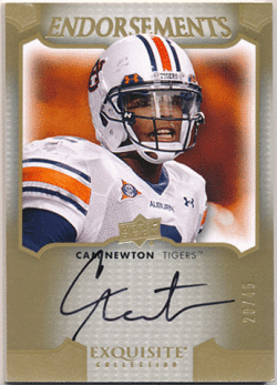 Cam Newton 2011 Upper Deck Exquisite Collection RC Rookie Endorsements Signature Auto 20/45