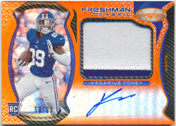 Kadarius Toney NFL 2021 Panini Certified RC Rookie Freshman Fabric Patch Orange Auto 58/99