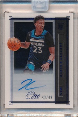 Jarrett Culver NBA 2019-20 Panini One and One RC Signature Blue Auto 43/49