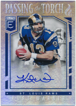 Kurt Warner / Jared Goff NFL 2018 Panini Donruss Elite Passing the Torch Dual Auto 01/10