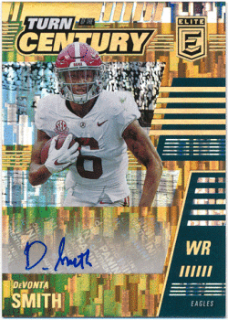 DeVonta Smith NFL 2021 Panini Donruss Elite RC Rookie Turn of the Century Gold Auto 5/5