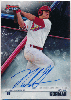 Nolan Gorman MLB 2018 Bowman's Best Signature Auto