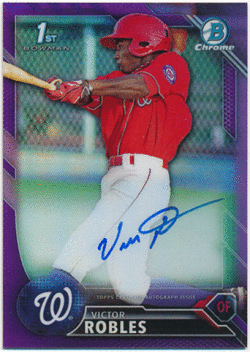 Victor Robles MLB 2016 Bowman Chrome 1st Bowman Purple Refractor Signature Auto 033/250