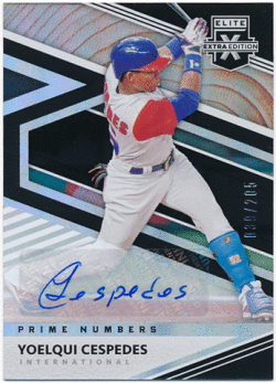 Yoelqui Cespedes 2020 Panini Elite Extra Edition Prime Numbers Signature Auto 039/205
