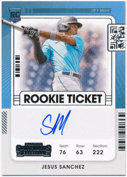 Jesus Sanchez MLB 2021 Panini Contenders RC Rookie Ticket Signature Auto