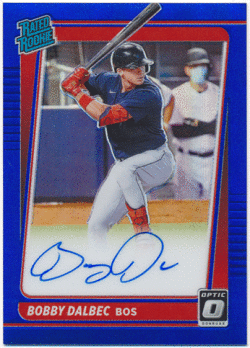 Bobby Dalbec MLB 2021 Panini Donruss Optic RC Rated Rookie Blue Prizm Auto 44/75