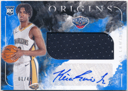 Kira Lewis Jr. NBA 2020-21 Panini Origins RC Rookie Blue Signature Jersey Auto 01/49