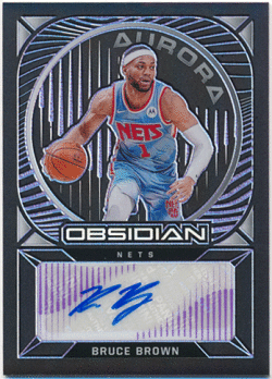 Bruce Brown NBA 2020-21 Panini Obsidian Aurora Purple Prizm Signature Auto 10/75