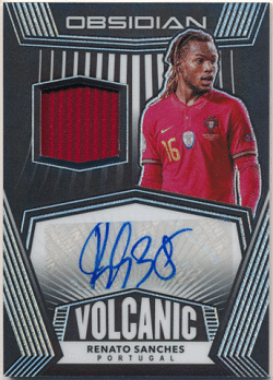 Renato Sanches Soccer 2020-21 Panini Obsidian Volcanic Prizm Signature Jersey Auto 123/149