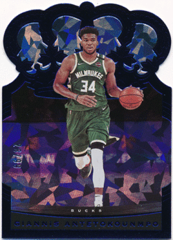 Giannis Antetokounmpo NBA 2020-21 Panini Crown Royale Crystal Blue Parallel 28/99
