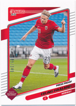 Erling Haaland Soccer 2021-22 Panini Donruss Press Proof Parallel 088/349