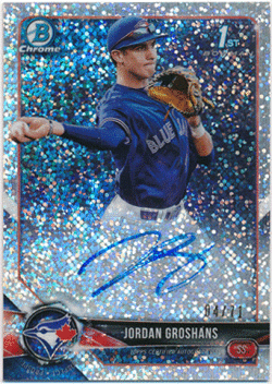 Jordan Groshans MLB 2018 Bowman Chrome 1st Bowman Sparkles Refractor Signature Auto 04/71
