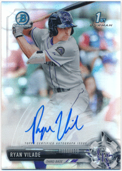 Ryan Vilade MLB 2017 Bowman Chrome 1st Bowman Refractor Signature Auto 298/499