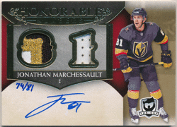 Jonathan Marchessault NHL 2018-19 Upper Deck The Cup Honorable Numbers Signature Patch Auto 74/81