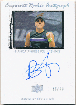 Bianca Andreescu Tennis 2020 Upper Deck Goodwin Champions Exquisite Collection Exquisite Rookie Signature Auto 56/99