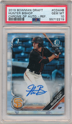 Hunter Bishop MLB 2019 Bowman Chrome Draft 1st Bowman Refractor Auto 444/499 PSA 10