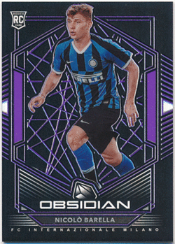 Nicolo Barella Soccer 2019-20 Panini Obsidian RC Rookie Purple Prizm 26/65