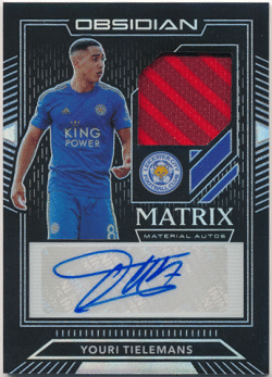 Youri Tielemans Soccer 2019-20 Panini Obsidian Matrix Material Auto Prizm 54/65