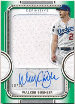 Walker Buehler MLB 2022 Topps Definitive Collection Green Signature Jersey Auto 18/25