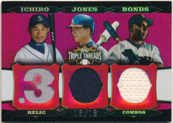 Ichiro / Barry Bonds / Chipper Jones MLB 2006 Topps Triple Threads Relic Combos Jersey 18/18 イチロー