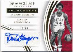 David Thompson NBA 2016 Panini Immaculate Collection Collegiate Signature Auto 77/99