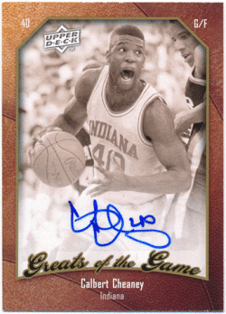 Calbert Cheaney NBA 2010 Upper Deck Greats of the Game Signature Auto