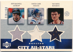 Yao Ming / Jeff Bagwell / David Carr 2003 Upper Deck UD Superstars City All-Stars Jersey 229/250