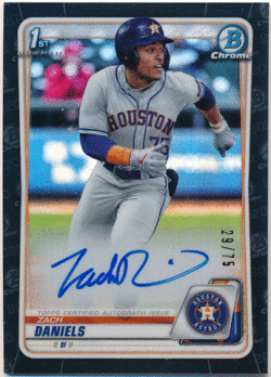 Zach Daniels MLB 2020 Bowman Draft Chrome 1st Bowman Black Refractor Signature Auto 29/75