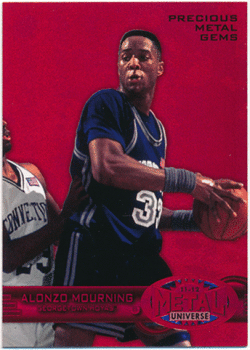 Alonzo Mourning NBA 2011-12 Fleer Retro Metal Universe Precious Metal Gems Red 088/150