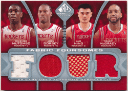 Yao Ming / Tracy McGrady / Dikembe Mutombo / Joey Dorsey NBA 2009-10 Upper Deck SP Game Used Fabric Foursomes Jersey 005/199