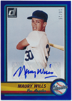 故 Maury Wills MLB 2022 Panini Donruss Classics Blue Signature Auto 10/25