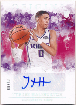 Tyrese Haliburton NBA 2020-21 Panini Origins RC Rookie Signature Auto 71/99