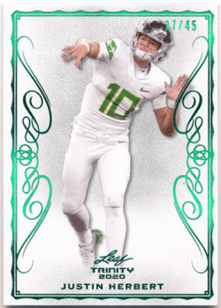 Justin Herbert NFL 2020 Leaf Trinity RC #14 Rookie Card 27/45
