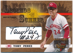 Tony Perez MLB 2003 Donruss Signature Series Legends of the Summer Notations Auto 144/250