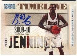 Brandon Jennings NBA 09-10 Panini National Treasures Timeline Signature Patch Auto 23/25