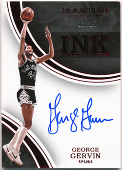 George Gervin NBA 2015-16 Panini Immaculate Collection Ink Red Signature Auto 03/25