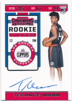 Terance Mann NBA 2019-20 Panini Contenders RC Rookie Ticket Signature Auto