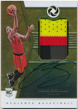 Omari Spellman NBA 2018-19 Panini Opulence RC Rookie Gold Signature Patch Auto 12/25