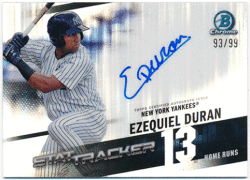 Ezequiel Duran MLB 2020 Bowman Chrome Stat Tracker Refractor Signature Auto 93/99