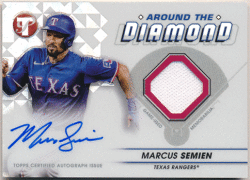 Marcus Semien MLB 2023 Topps Pristine Around the Diamond Refractor Jersey Auto