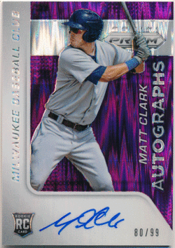 Matt Clark MLB 2015 Panini Prizm RC Rookie Purple Flash Prizms Signature Auto 80/99 マット・クラーク 元 中日 オリックス