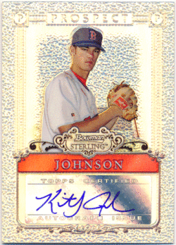 クリス・ジョンソン 2006 Bowman Sterling Prospect Refractor Signature Auto 128/199 直筆サインカード Kris Johnson 元 広島