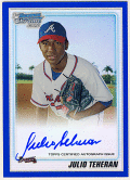 Julio Teheran MLB 2010 Bowman Chrome 1st Blue Refractor Signature Auto 140/150