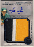 Tommy Milone MLB 2013 Topps Museum Collection Momentous Material Signature Patch Auto 07/10