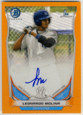 Leonardo Molina MLB 2014 Bowman Chrome 1st Orange Refractor Signature Auto 09/25