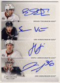 Emerson Etem / Sami Vatanen / Hampus Linoholm / John Gibson NHL 13-14 Panini Contenders Quad Signature Auto