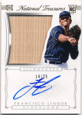 Francisco Lindor 2015 Panini National Treasures RC Silhouette Signature Bat Auto 14/25