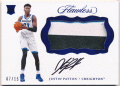 Justin Patton NBA 17-18 Panini Flawless Collegiate RC Sapphire Signature Patch Auto 07/15