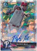 McKenzie Mills MLB 2018 Bowman Chrome 1st Bowman Atomic Refractor Signature Auto 042/100